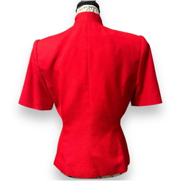 Kasper ASL 6 Red Black Cropped Blazer Gold Button Jacket Career Y2K Power Office - Picture 5 of 11